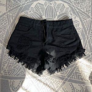 SHEIN extra small new black ripped shorts